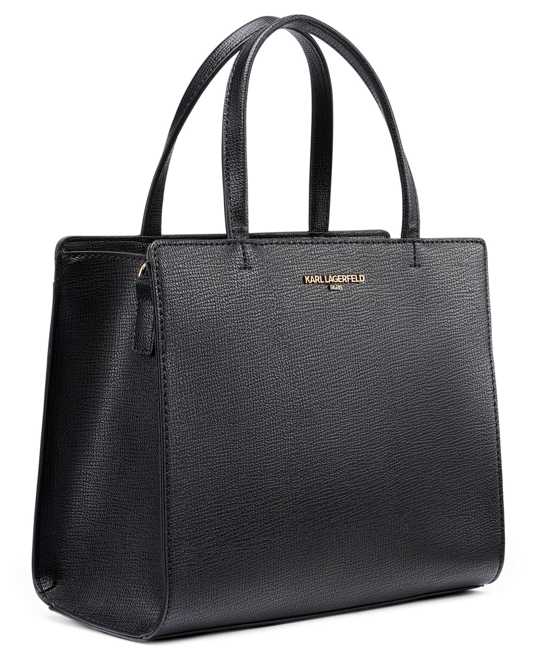 KARL LAGERFELD PARIS Maybelle Satchel with Choupette Hang Off, Alternate, color, Black/Gold