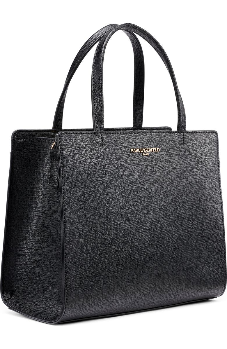 KARL LAGERFELD PARIS Maybelle Satchel with Choupette Hang Off, Alternate, color, Black/Gold