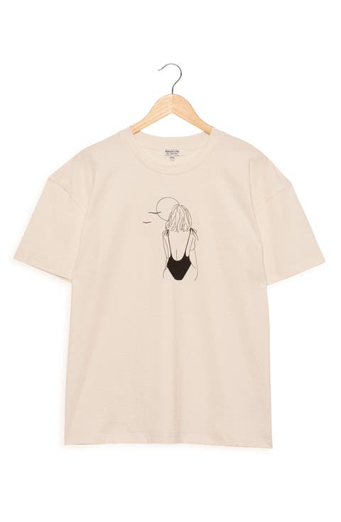 Printed Swim Cover Up Tshirt Fit