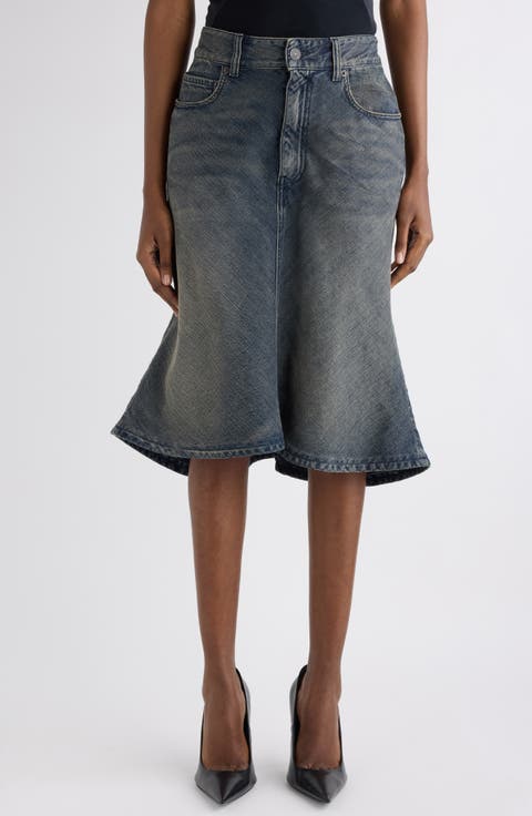 BALENCIAGA v waist denim skirt スカート BALENCIAGA - Pleated hybrid skirt | Leam Roma - Luxury