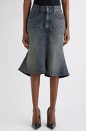 Balenciaga Denim A-Line Midi Skirt
