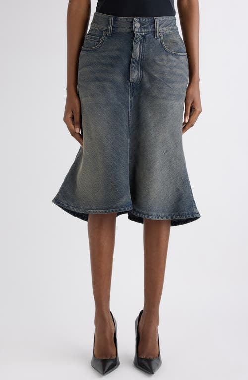 Balenciaga Denim A-line Midi Skirt In Blue