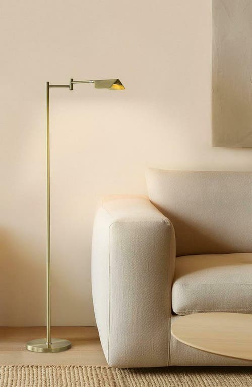 Brightech Leaf 53" Industrial Led Task Floor Lamp With Metal Empire Shade, 3-way Dimming In Gold