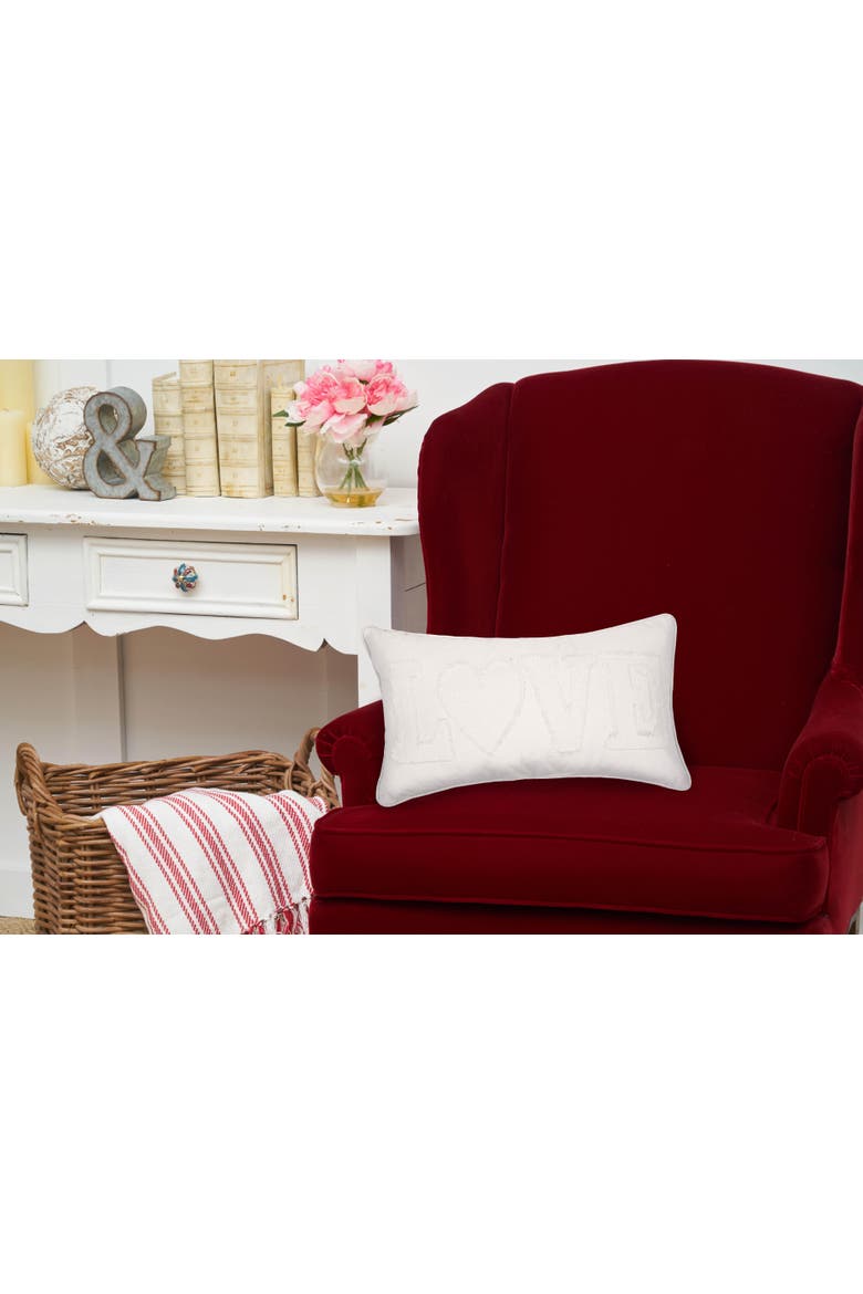 "Love" White Applique Mini Valentine's Day Accent Pillow 12" x 20", Alternate, color, White