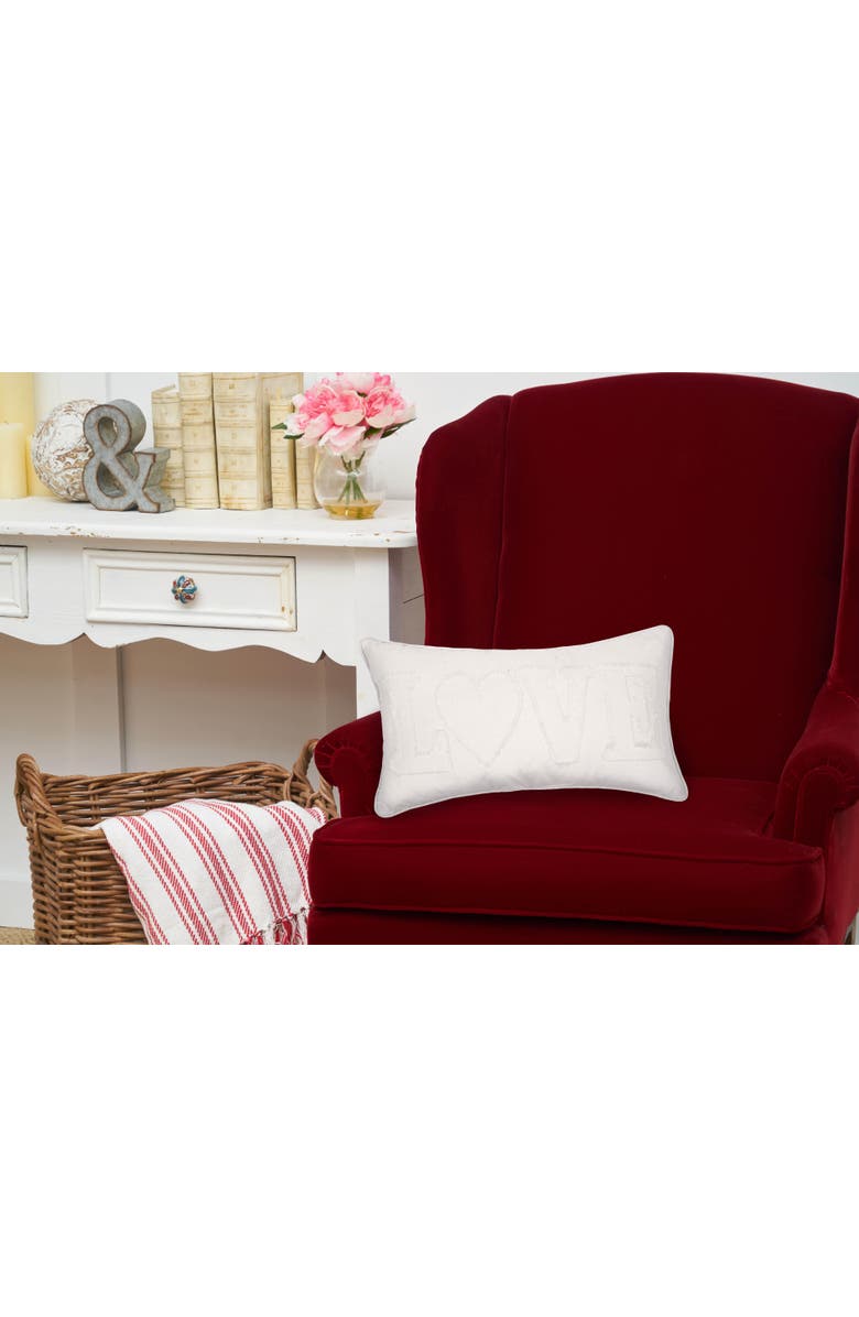 C&F Home "Love" White Applique Mini Valentine's Day Accent Pillow 12" x 20", Alternate, color, White