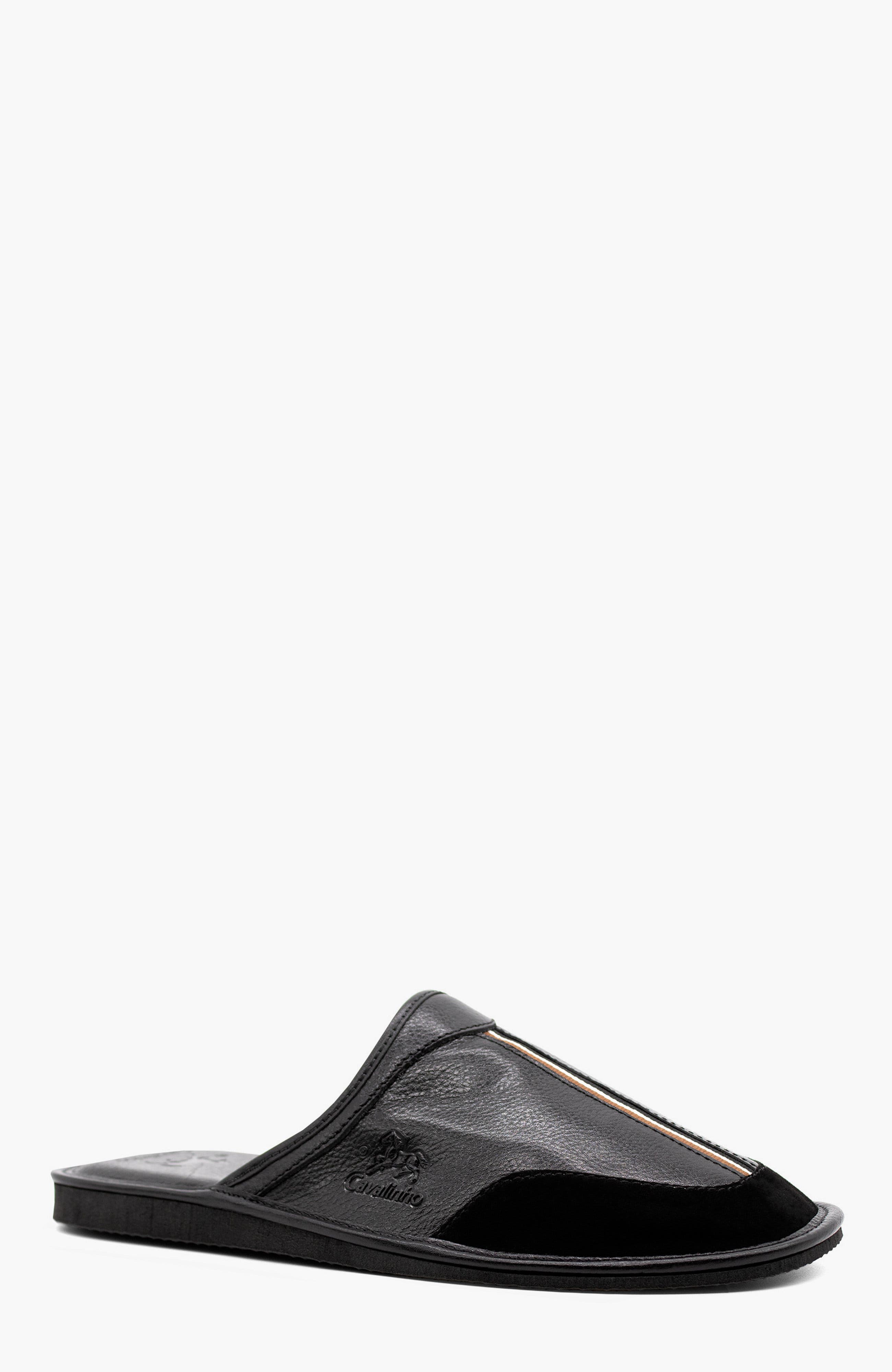 The Sailor Leather House Slippers, Alternate, color, Black