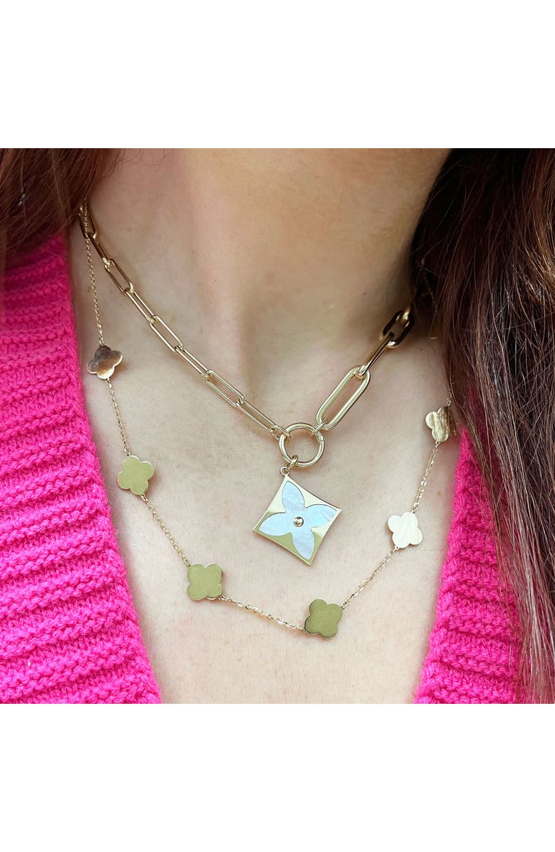 The Lovery Fine Jewelry Small Gold Clover Necklace, Alternate, color, Gold