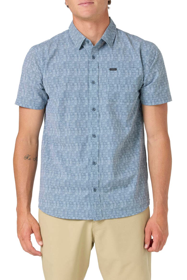 TRVLR Performance Short Sleeve Button-Up Shirt, Main, color, DARK SLATE