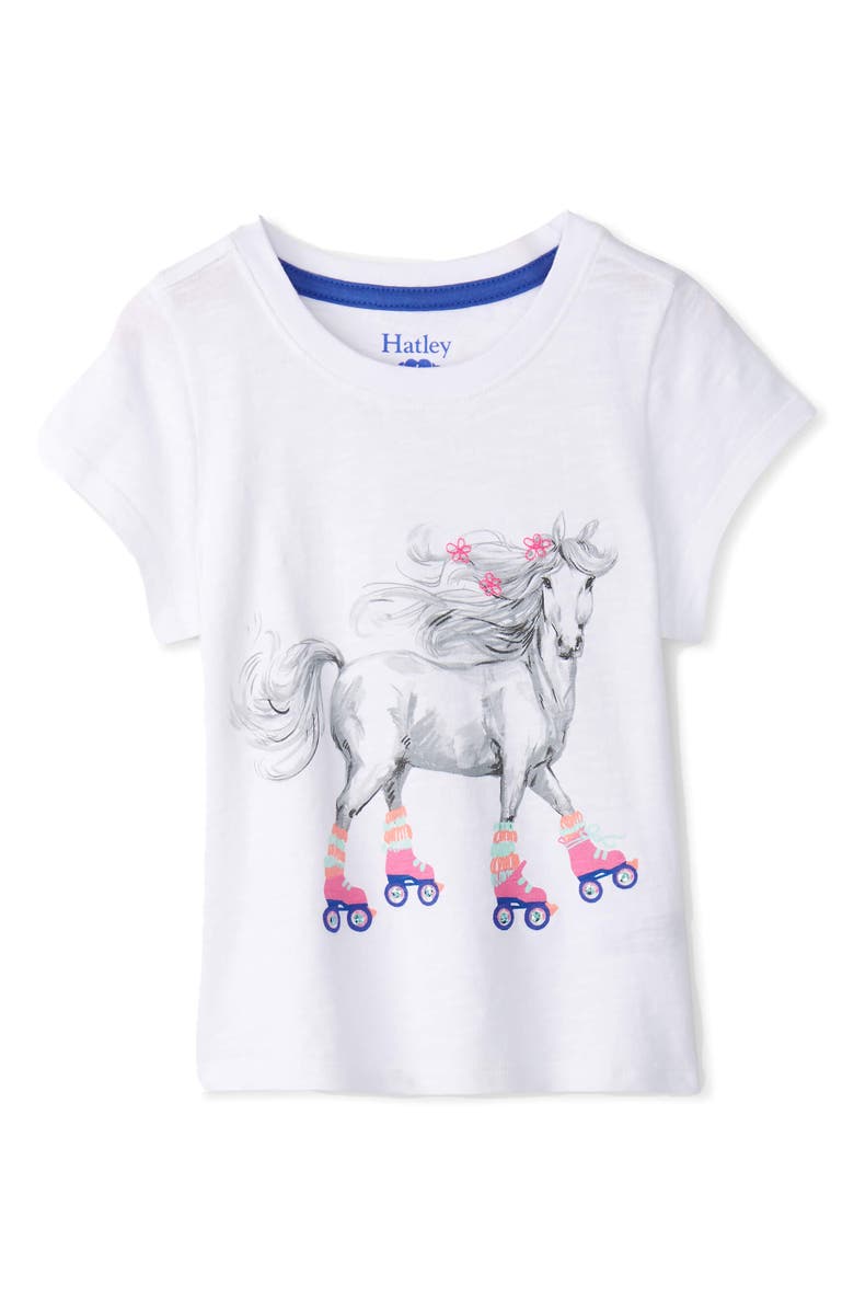 Hatley Unicorn Roller Skates Graphic T-Shirt, Main, color, White