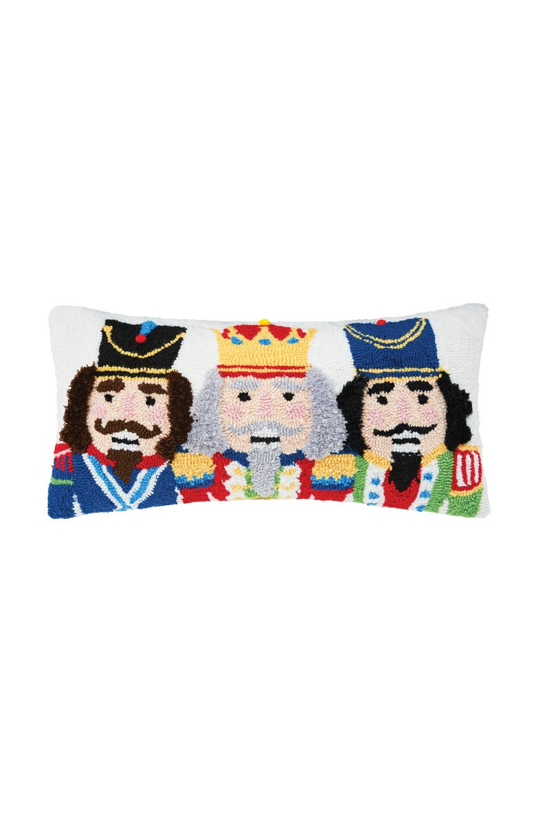 C&F Home Nutcracker Trio Soldiers Hooked Christmas Accent Pillow 12" x 24", Main, color, White