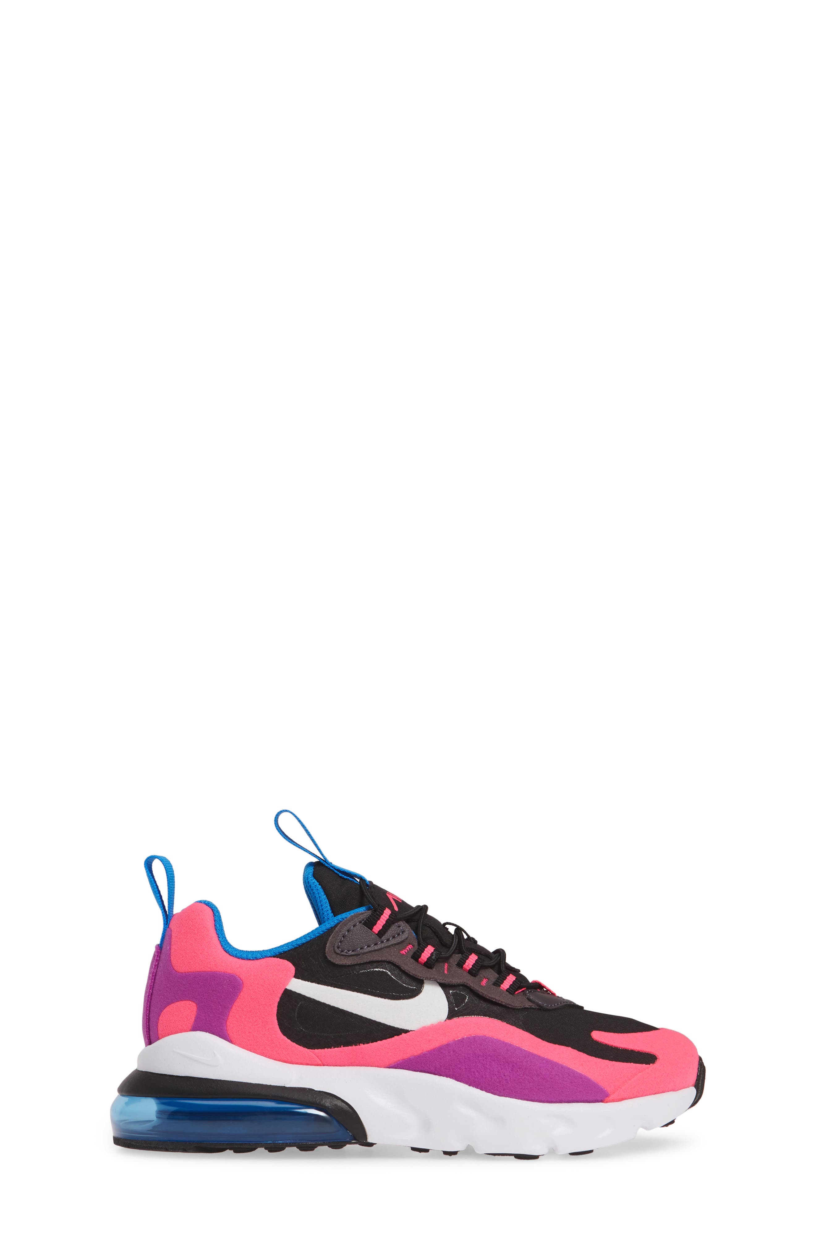Air Max 270 React Sneaker, Alternate, color, BLACK/ WHITE/ PINK/ PURPLE