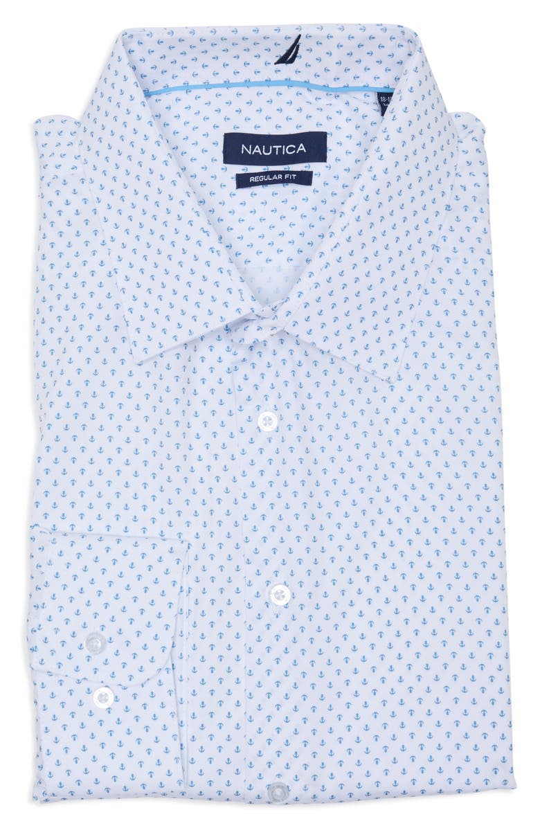 Nautica Regular Fit Dress Shirt, Alternate, color, White/ Blue