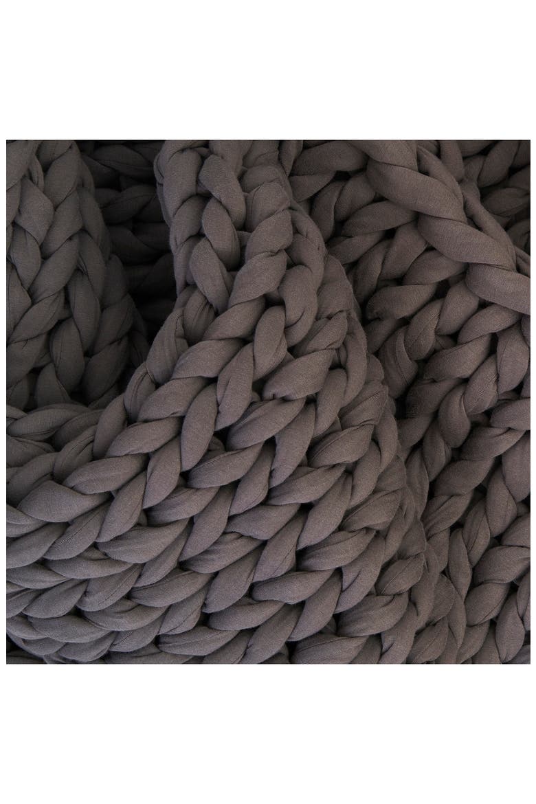 Organic Cotton Weighted Knit Blanket, Alternate, color, ASTEROID GREY
