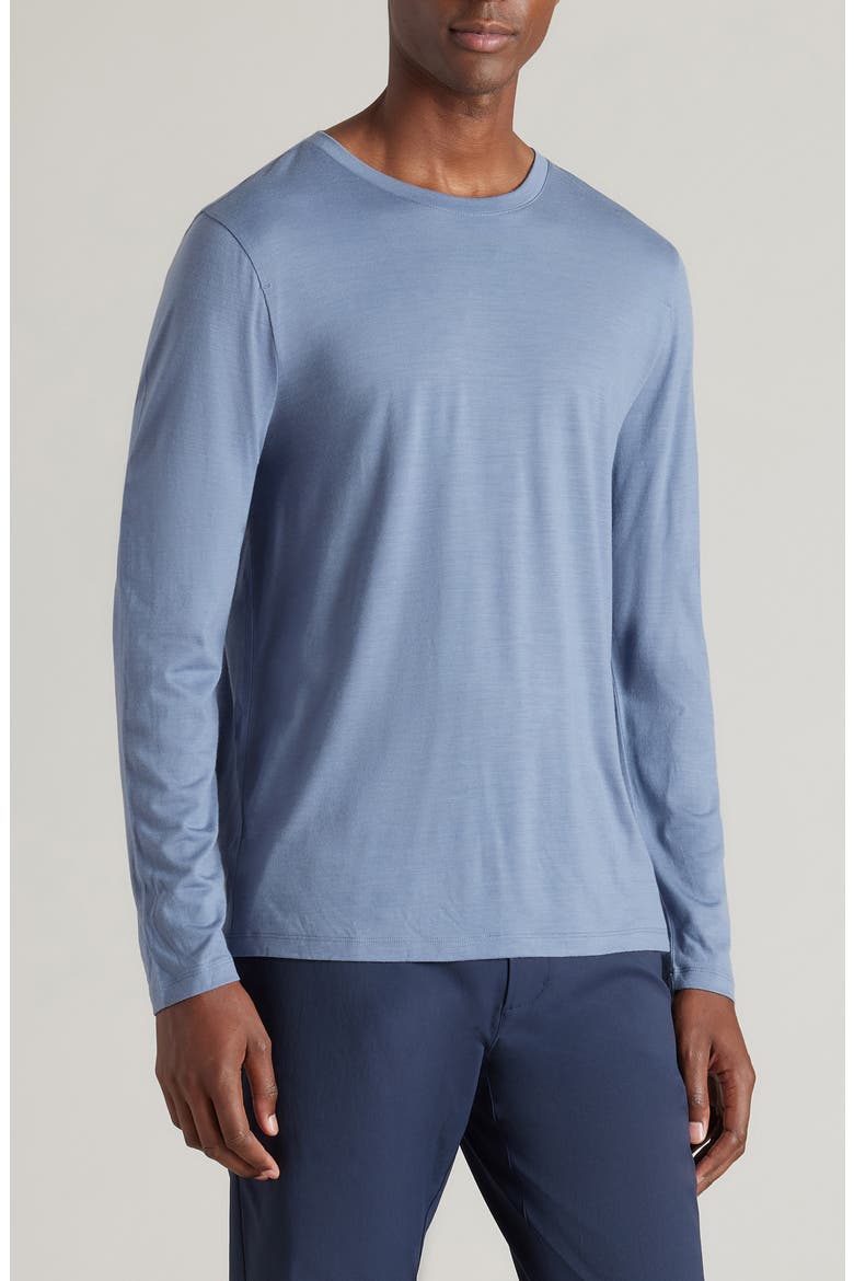 Modino Long Sleeve Wool Blend Crewneck T-Shirt, Main, color, FOLKSTONE GRAY