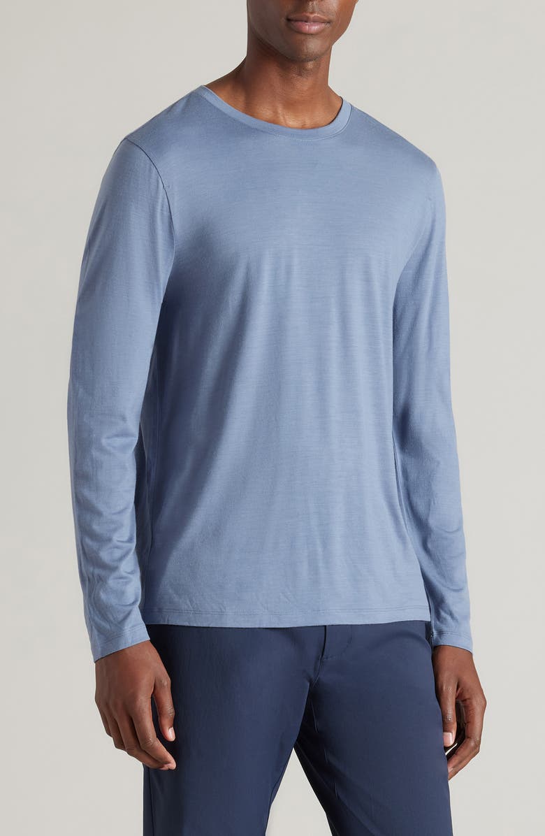 Rhone Modino Long Sleeve Wool Blend Crewneck T-Shirt, Main, color, Folkstone Gray