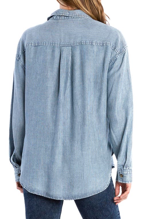 Billy T Railroad Stripe Cotton Popover Shirt In Indigo Rr Stripe