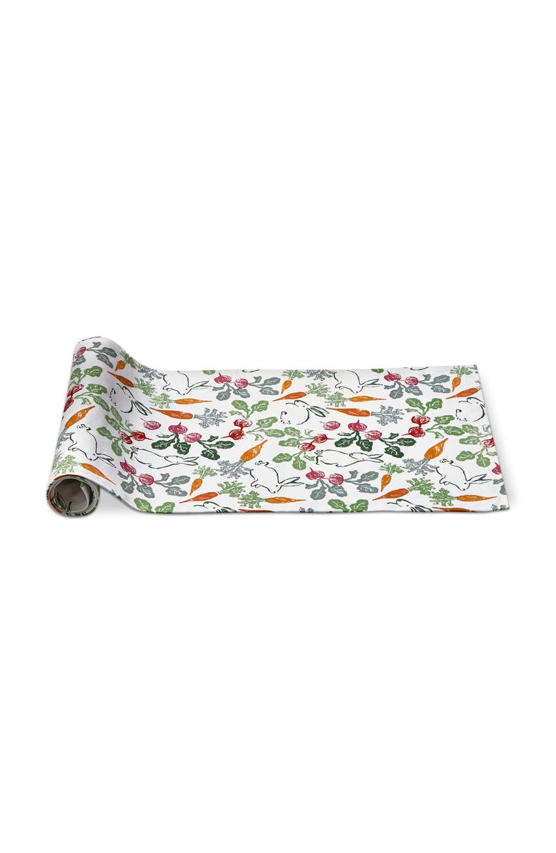 tag Veggie Bunny Radish Carrot Print Cotton Table Runner Decor, Main, color, Multicolored