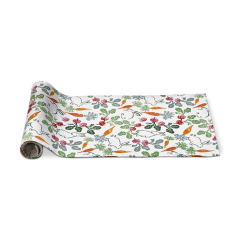 Veggie Bunny Radish Carrot Print Cotton Table Runner Decor