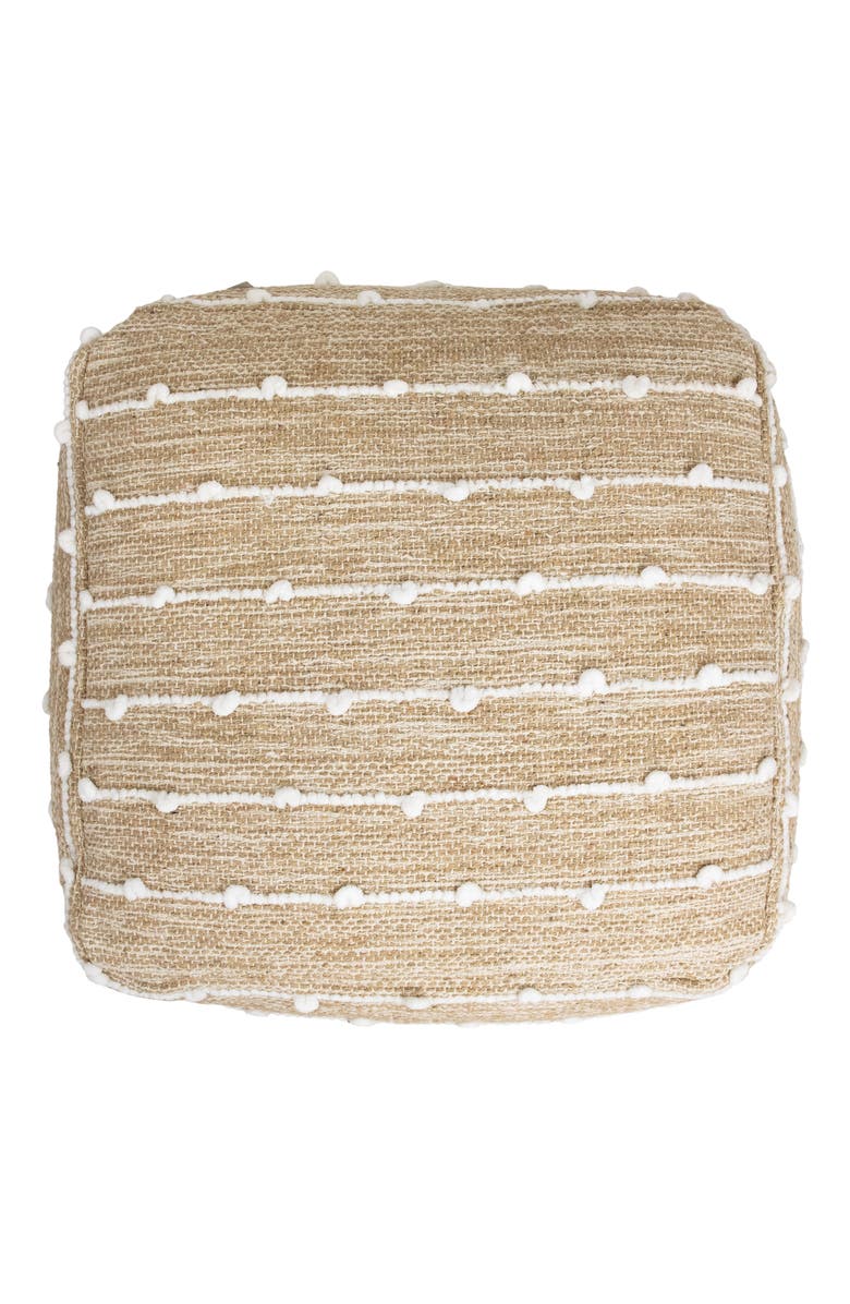 Northlight Woven Cotton Textured Stripe Square Pouf - 14" - Beige, Alternate, color, Beige