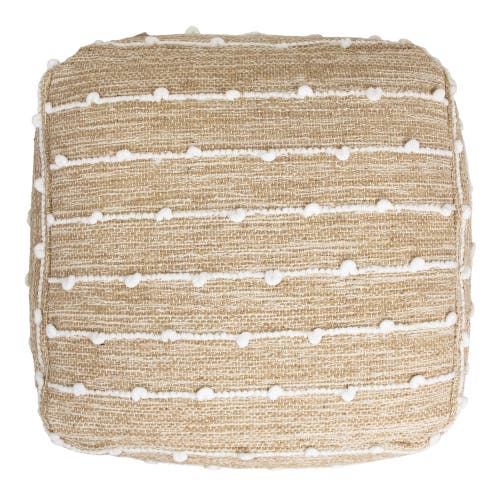 Northlight Woven Cotton Textured Stripe Square Pouf