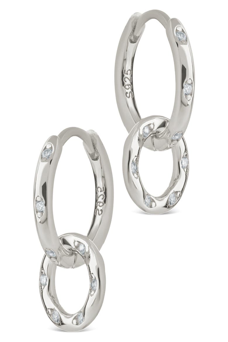 Double Halo Pavé Drop Earrings, Alternate, color, SILVER