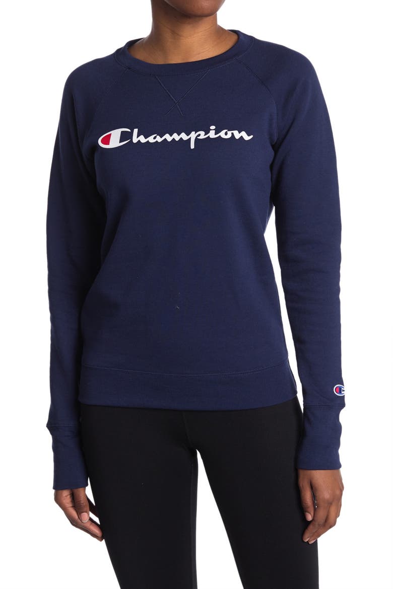 Powerblend Graphic Sweatshirt, Main, color, ATHLETIC NAVY