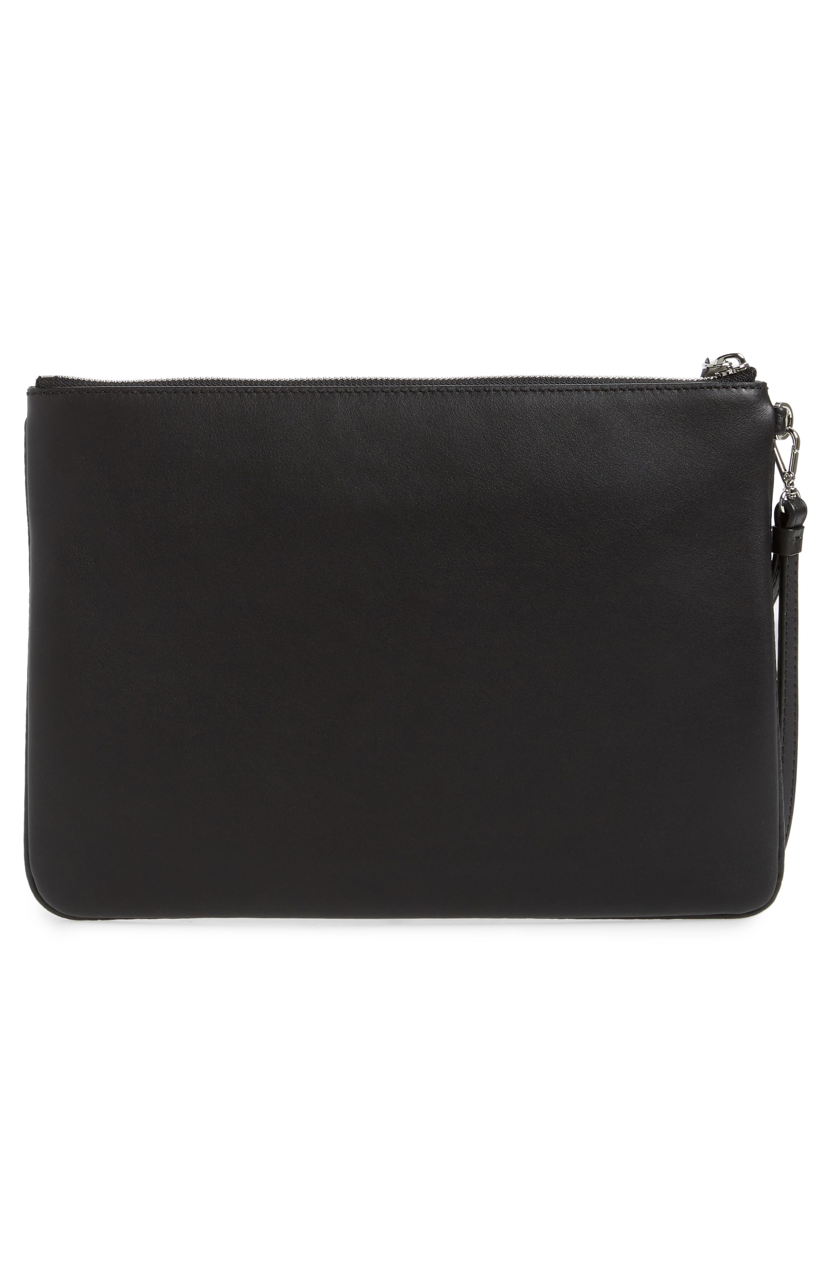 MCM Medium Contrast Logo Leather Pouch, Alternate, color, 