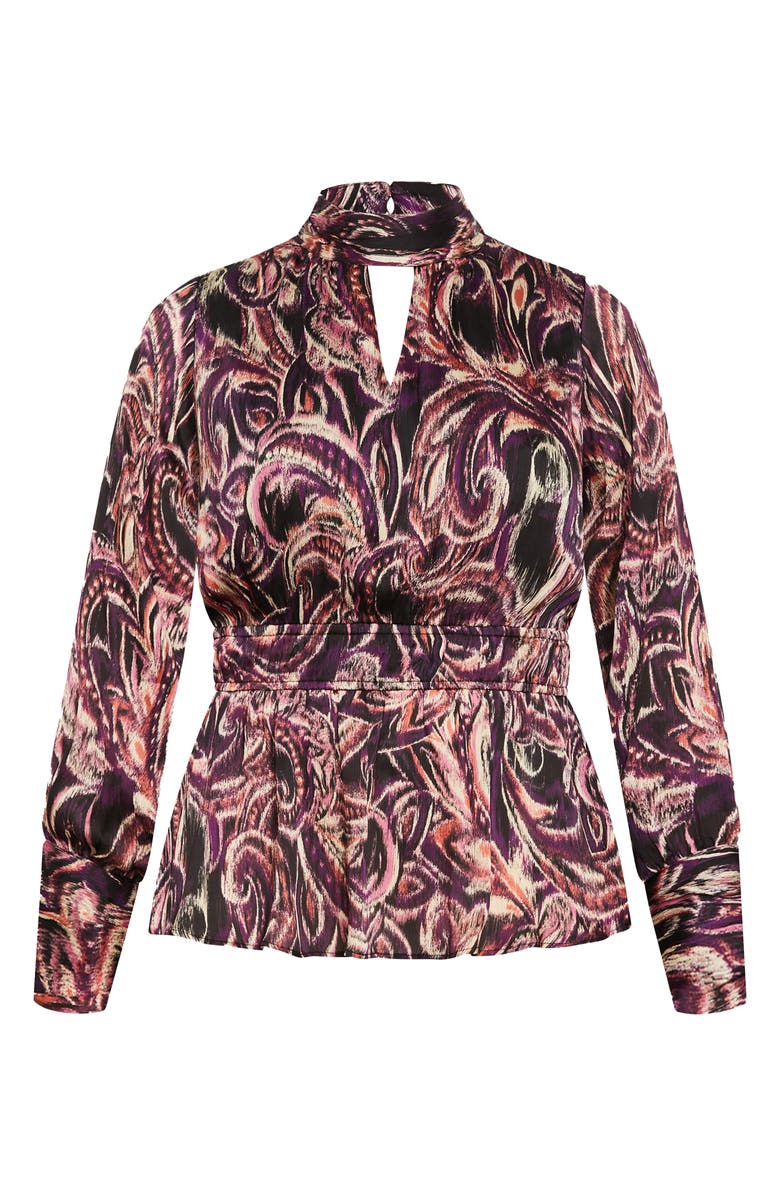 City Chic Della Print Keyhole Top, Alternate, color, Paisley