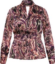 City Chic Della Print Keyhole Top