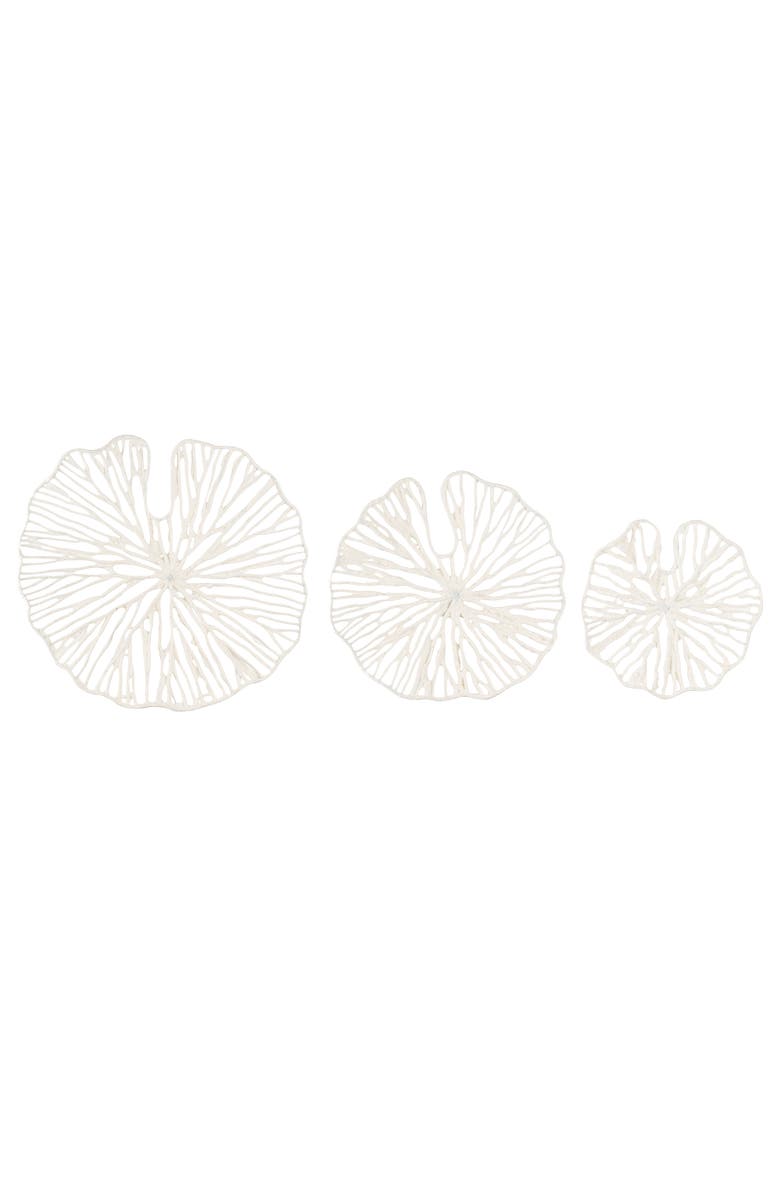 Storied Home Handmade White Coral Shaped Paper & Metal Wall Décor, Main, color, White