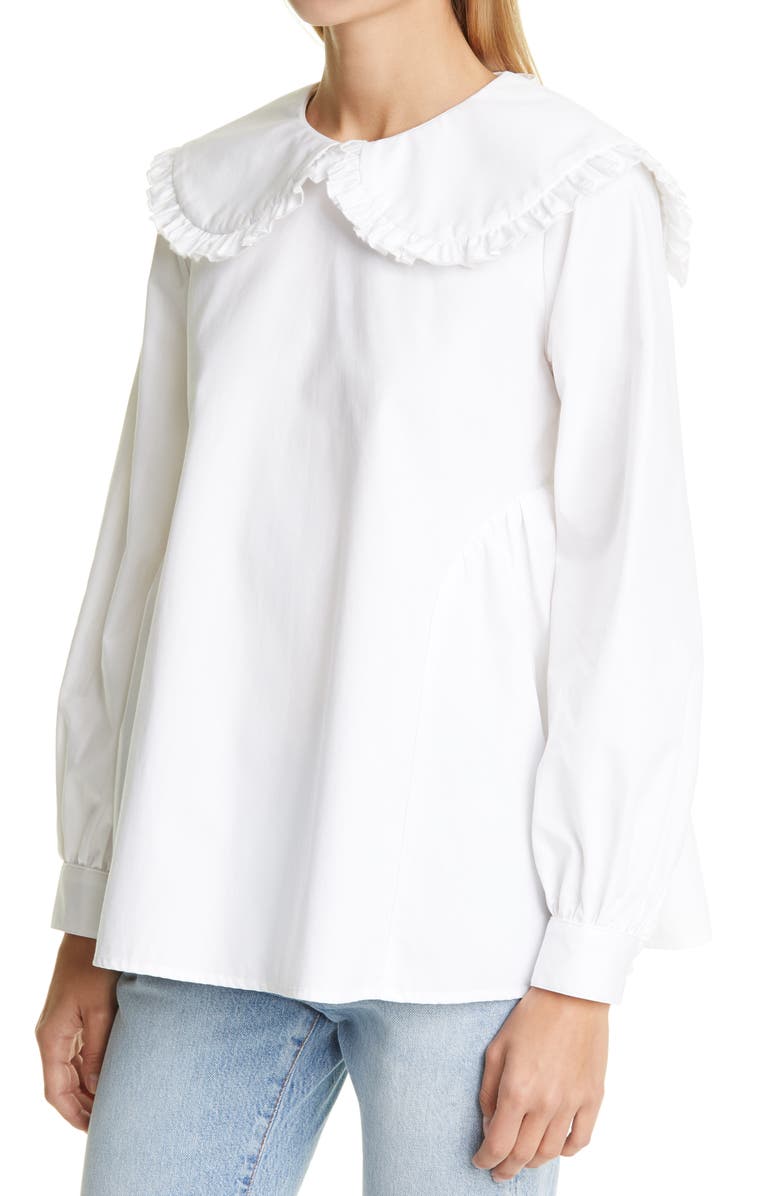 Sandy Liang Laurie Tie Back Poplin Blouse, Alternate, color, 