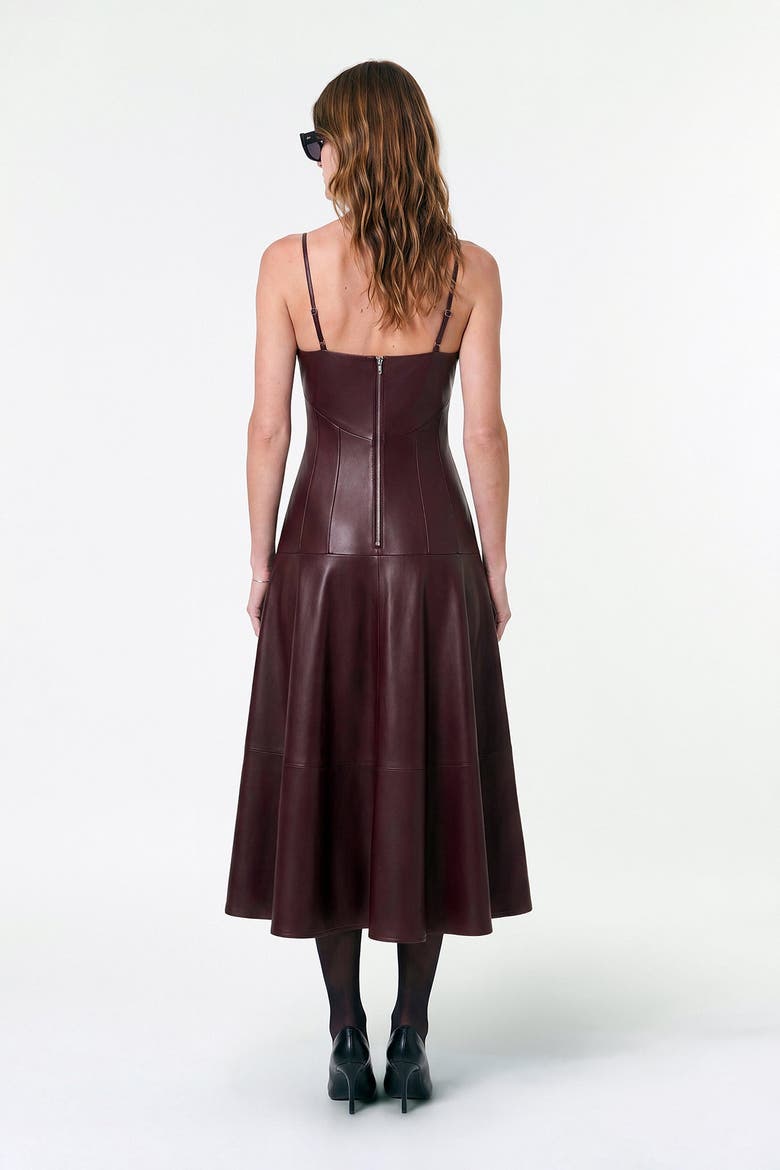 Nora Vegan Leather Plunge Neck Dress, Alternate, color, OXBLOOD