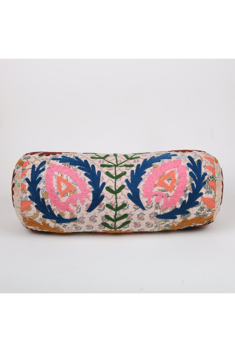 Kantha Charm Bolster | Cotton Fabric, Alternate, color, White