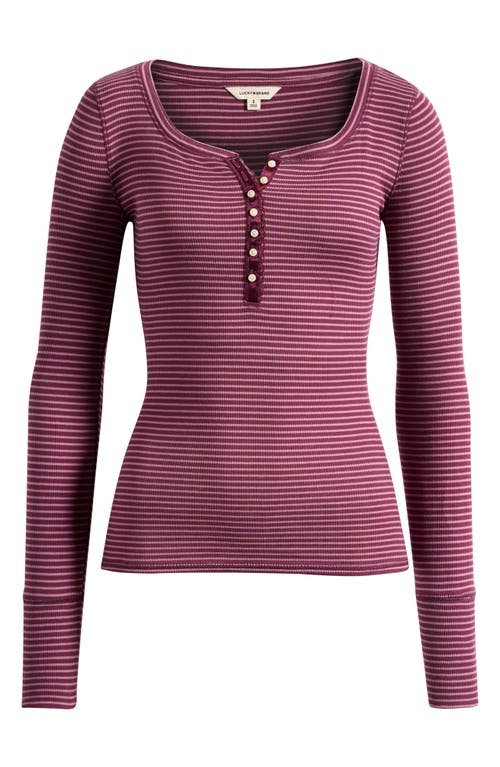 Lucky Brand Lace Trim Henley In Burgundy