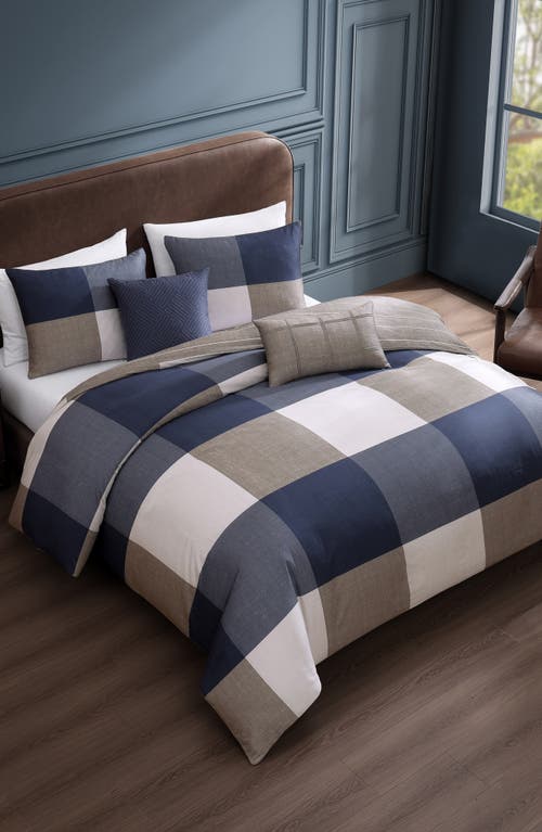 Bebejan Checkered Reversible 5-piece Comforter Set In Blue