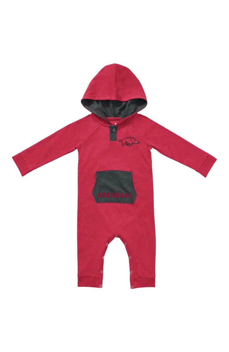 COLOSSEUM Newborn & Infant Colosseum Cardinal Arkansas Razorbacks Henry Pocketed Raglan Hoodie Romper, Alternate, color, 