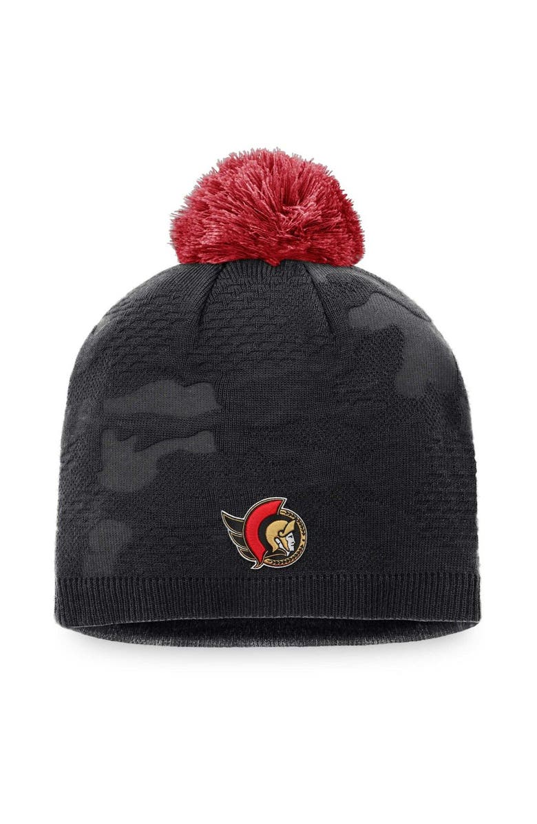 FANATICS Women's Fanatics Branded Black Ottawa Senators Authentic Pro Team Locker Room Beanie with Pom, Main, color,