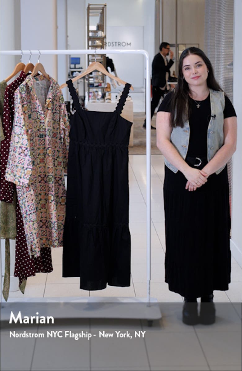 Sleeveless Tiered Stretch Poplin Midi Dress, sales video thumbnail