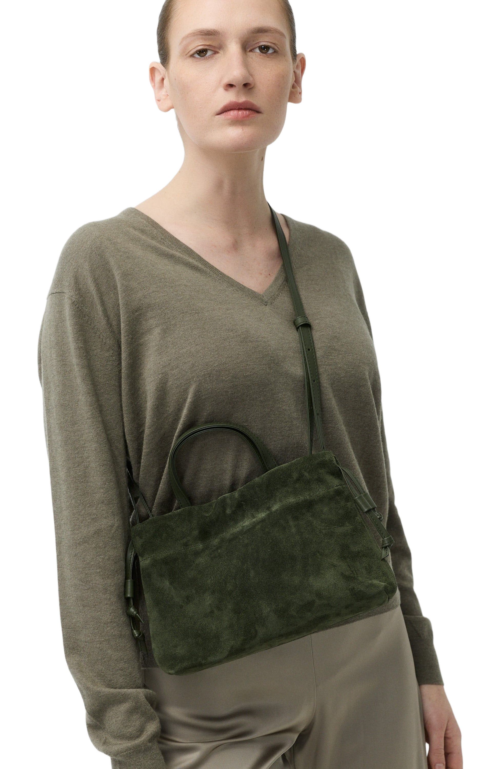 Mini Asisi Convertible Suede Crossbody, Alternate, color, Olive Suede