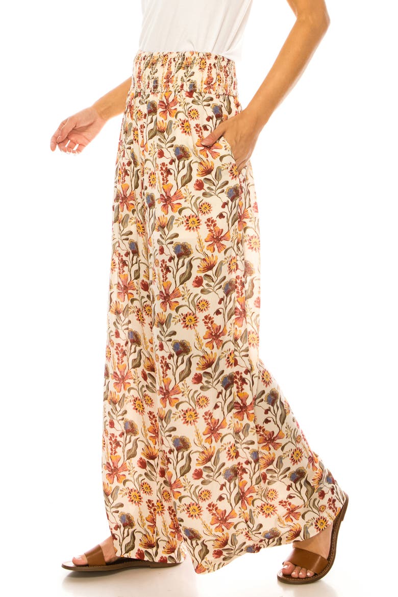 Floral Print Wide Leg Pants, Alternate, color, SHEER PINK