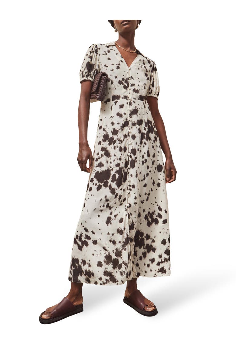 Animal Print Button Front Shirt Dress, Alternate, color, Mono