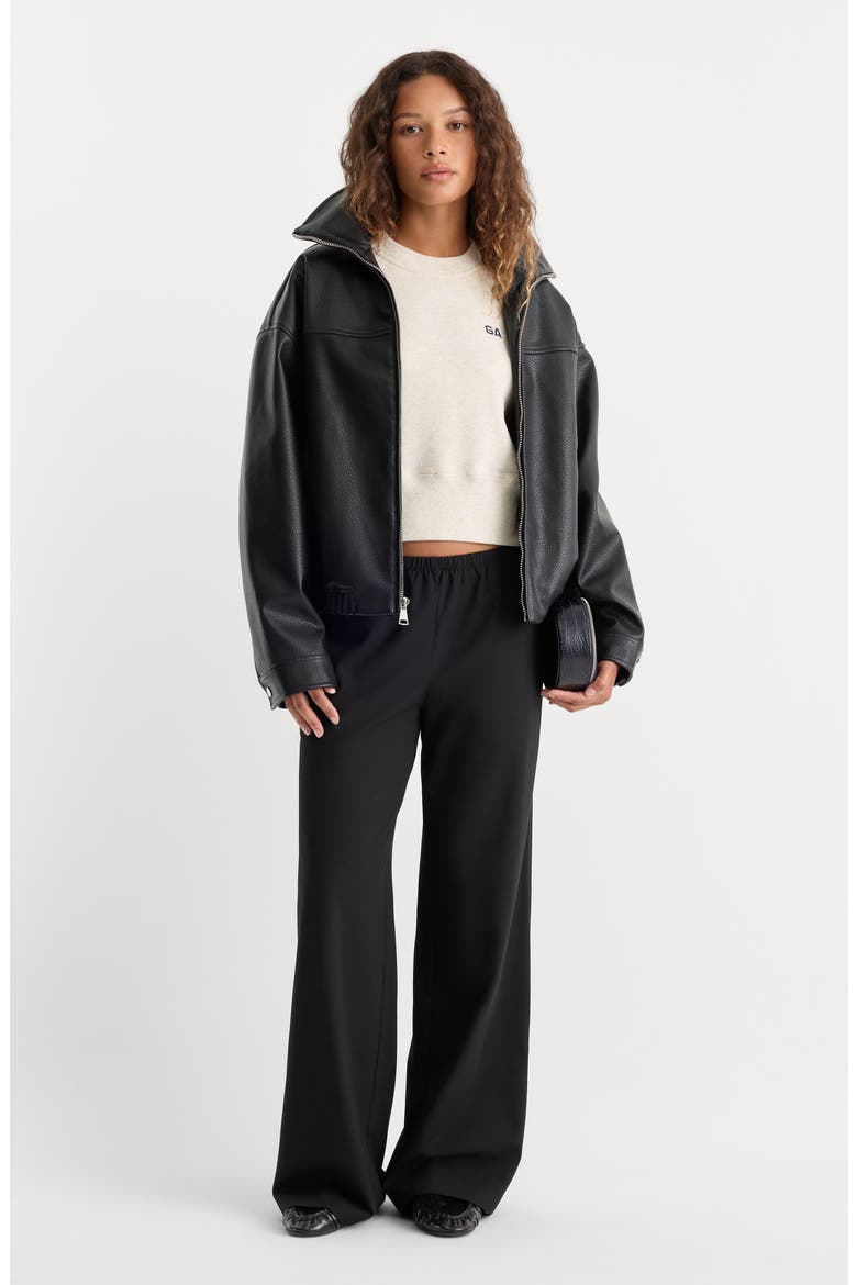 Better Than Leather Funnel Neck Faux Leather Jacket, Alternate, color, BLACK001