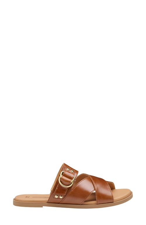 Johnston & Murphy Shayla Crossover Slide Sandal In Cognac Calfskin