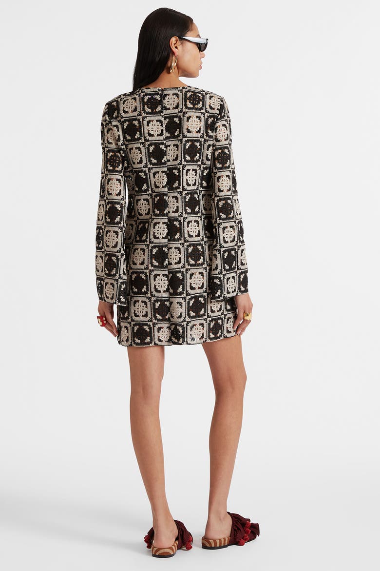 Mini Supremes Swing Dress, Alternate, color, Mini Tiles Macrame' Black
