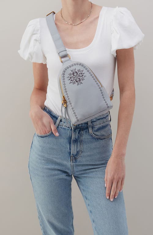 Hobo Fern Leather Sling Bag In Blue Pearl