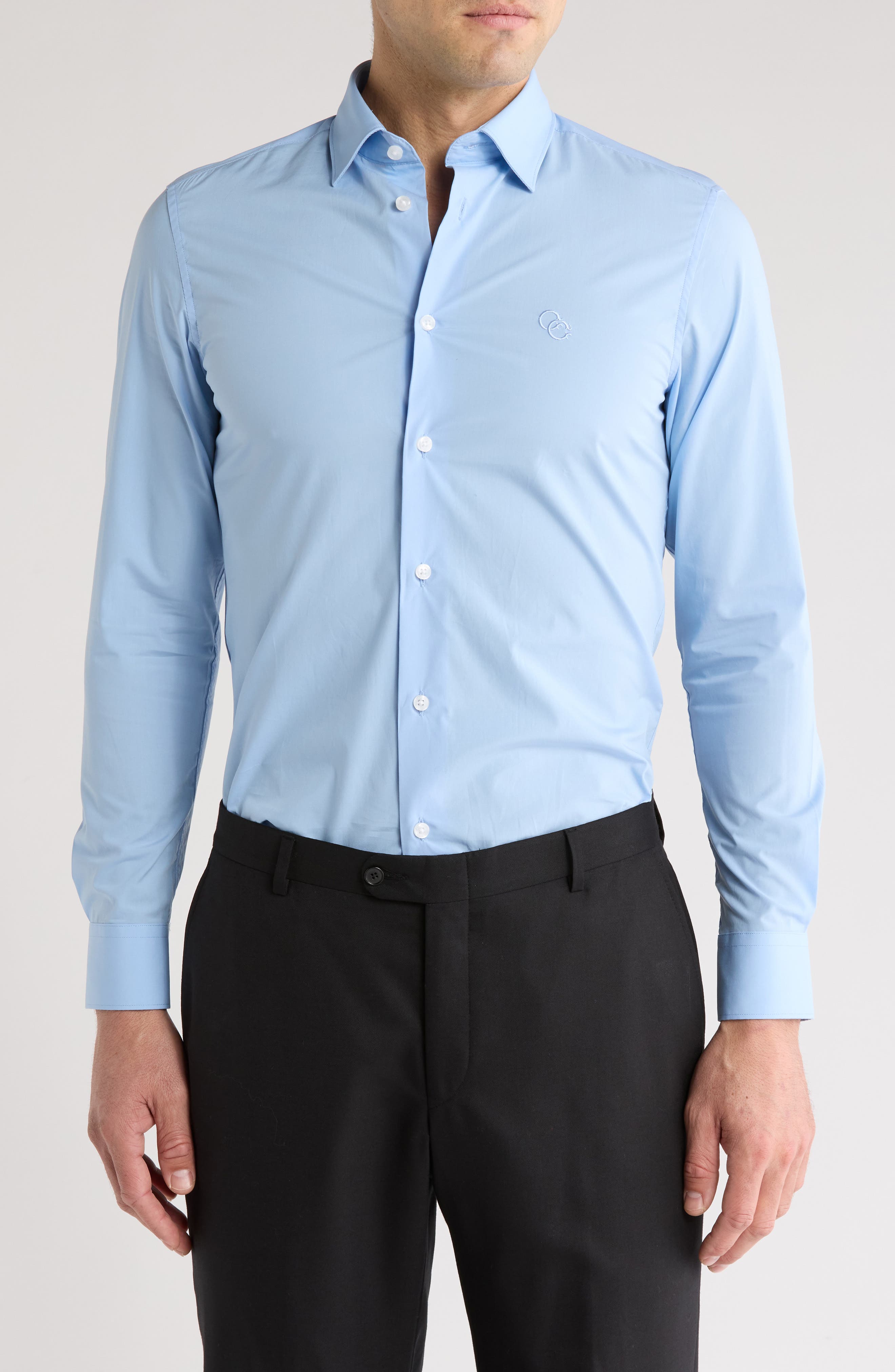 Cavalli Class Slim Fit Stretch Cotton Dress Shirt