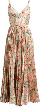 Hutch Kylan Floral Pleated Sweetheart Neck Cocktail Dress