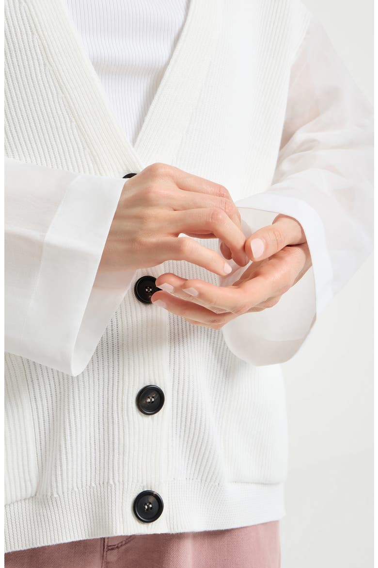 Rib knit cardigan, Alternate, color, White