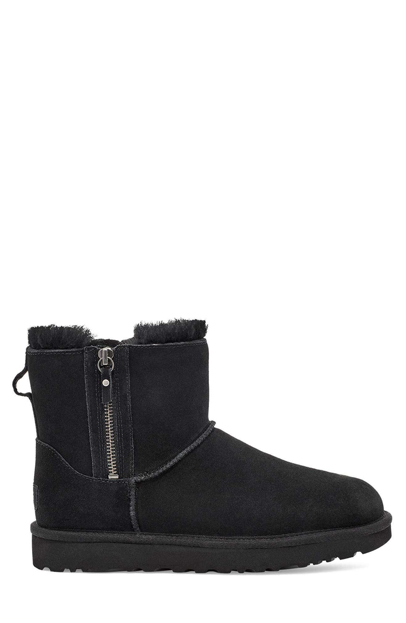 UGG<sup>®</sup> Classic Suede Mini Double Zip Genuine Shearling Boot, Alternate, color, 