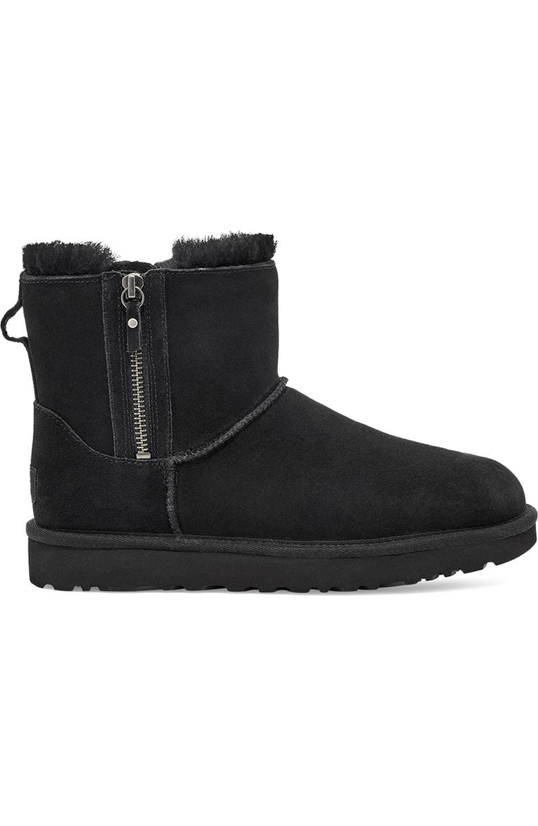 UGG<sup>®</sup> Classic Suede Mini Double Zip Genuine Shearling Boot, Alternate, color,